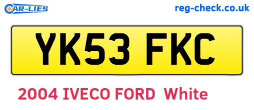 YK53FKC are the vehicle registration plates.