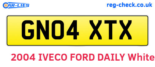 GN04XTX are the vehicle registration plates.
