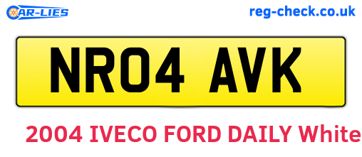 NR04AVK are the vehicle registration plates.