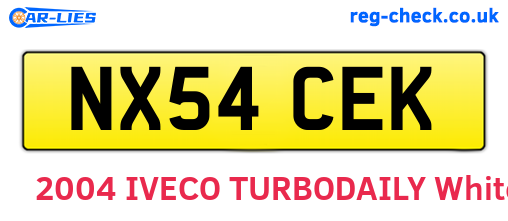 NX54CEK are the vehicle registration plates.
