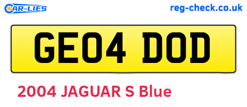 GE04DOD are the vehicle registration plates.