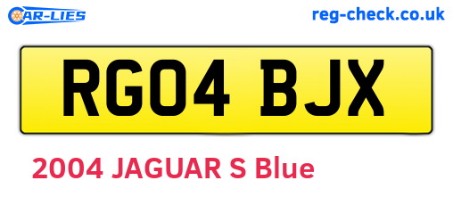 RG04BJX are the vehicle registration plates.
