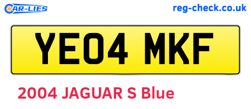 YE04MKF are the vehicle registration plates.