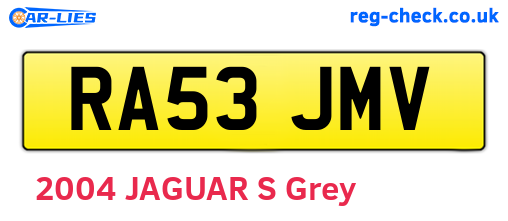 RA53JMV are the vehicle registration plates.