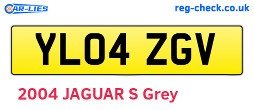 YL04ZGV are the vehicle registration plates.