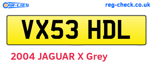 VX53HDL are the vehicle registration plates.