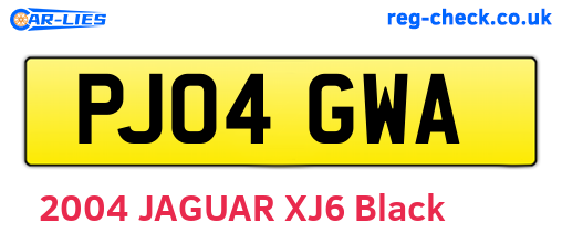 PJ04GWA are the vehicle registration plates.