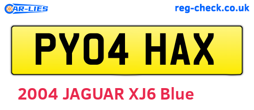 PY04HAX are the vehicle registration plates.