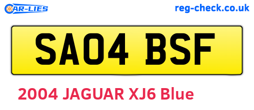SA04BSF are the vehicle registration plates.