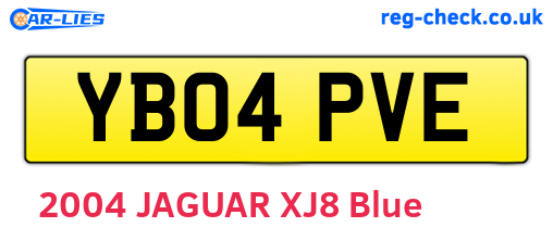 YB04PVE are the vehicle registration plates.