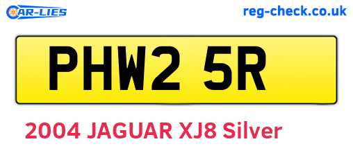 PHW25R are the vehicle registration plates.