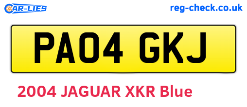 PA04GKJ are the vehicle registration plates.