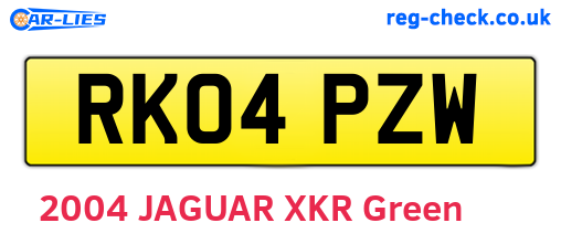 RK04PZW are the vehicle registration plates.