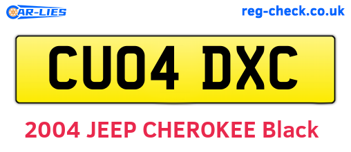 CU04DXC are the vehicle registration plates.