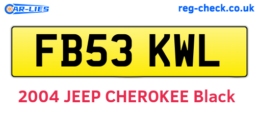FB53KWL are the vehicle registration plates.
