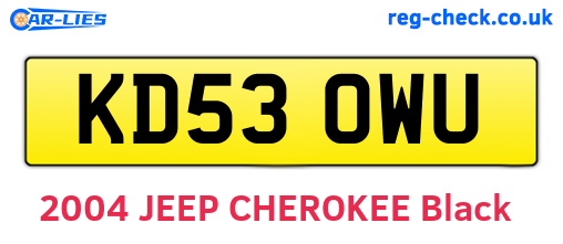 KD53OWU are the vehicle registration plates.