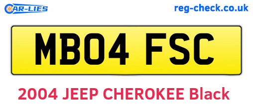 MB04FSC are the vehicle registration plates.