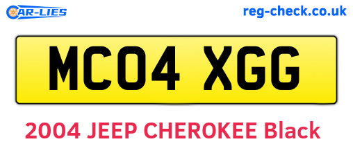 MC04XGG are the vehicle registration plates.