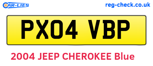 PX04VBP are the vehicle registration plates.