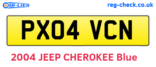 PX04VCN are the vehicle registration plates.