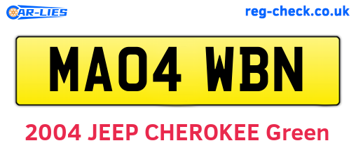 MA04WBN are the vehicle registration plates.