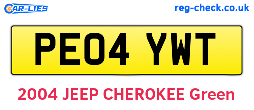 PE04YWT are the vehicle registration plates.