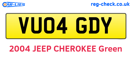 VU04GDY are the vehicle registration plates.