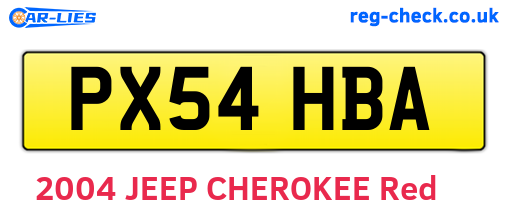PX54HBA are the vehicle registration plates.