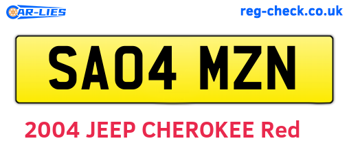 SA04MZN are the vehicle registration plates.