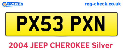 PX53PXN are the vehicle registration plates.
