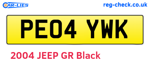 PE04YWK are the vehicle registration plates.