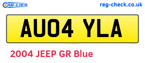 AU04YLA are the vehicle registration plates.