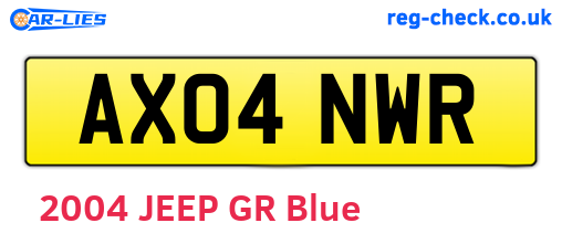 AX04NWR are the vehicle registration plates.