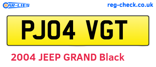 PJ04VGT are the vehicle registration plates.