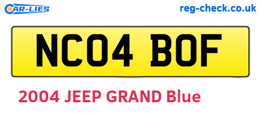 NC04BOF are the vehicle registration plates.