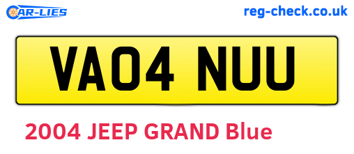 VA04NUU are the vehicle registration plates.
