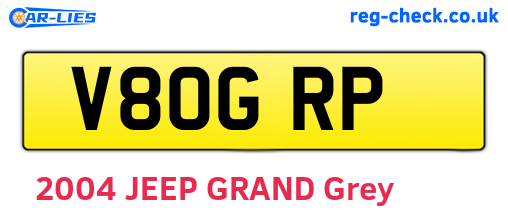 V80GRP are the vehicle registration plates.