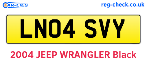 LN04SVY are the vehicle registration plates.