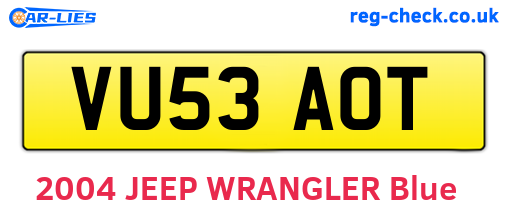 VU53AOT are the vehicle registration plates.