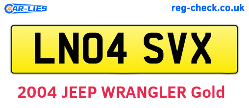 LN04SVX are the vehicle registration plates.