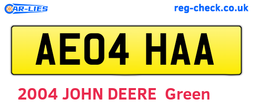 AE04HAA are the vehicle registration plates.