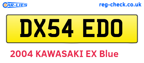 DX54EDO are the vehicle registration plates.