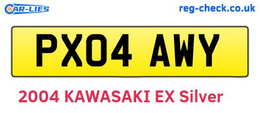 PX04AWY are the vehicle registration plates.