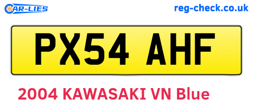 PX54AHF are the vehicle registration plates.