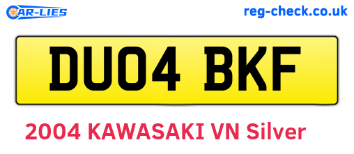 DU04BKF are the vehicle registration plates.