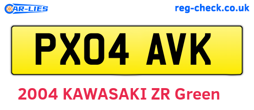PX04AVK are the vehicle registration plates.