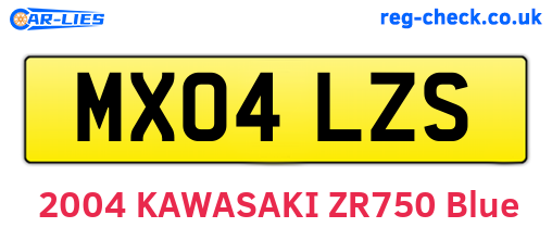 MX04LZS are the vehicle registration plates.