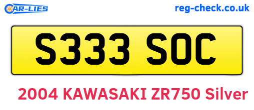 S333SOC are the vehicle registration plates.