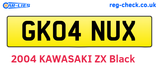 GK04NUX are the vehicle registration plates.