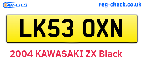 LK53OXN are the vehicle registration plates.